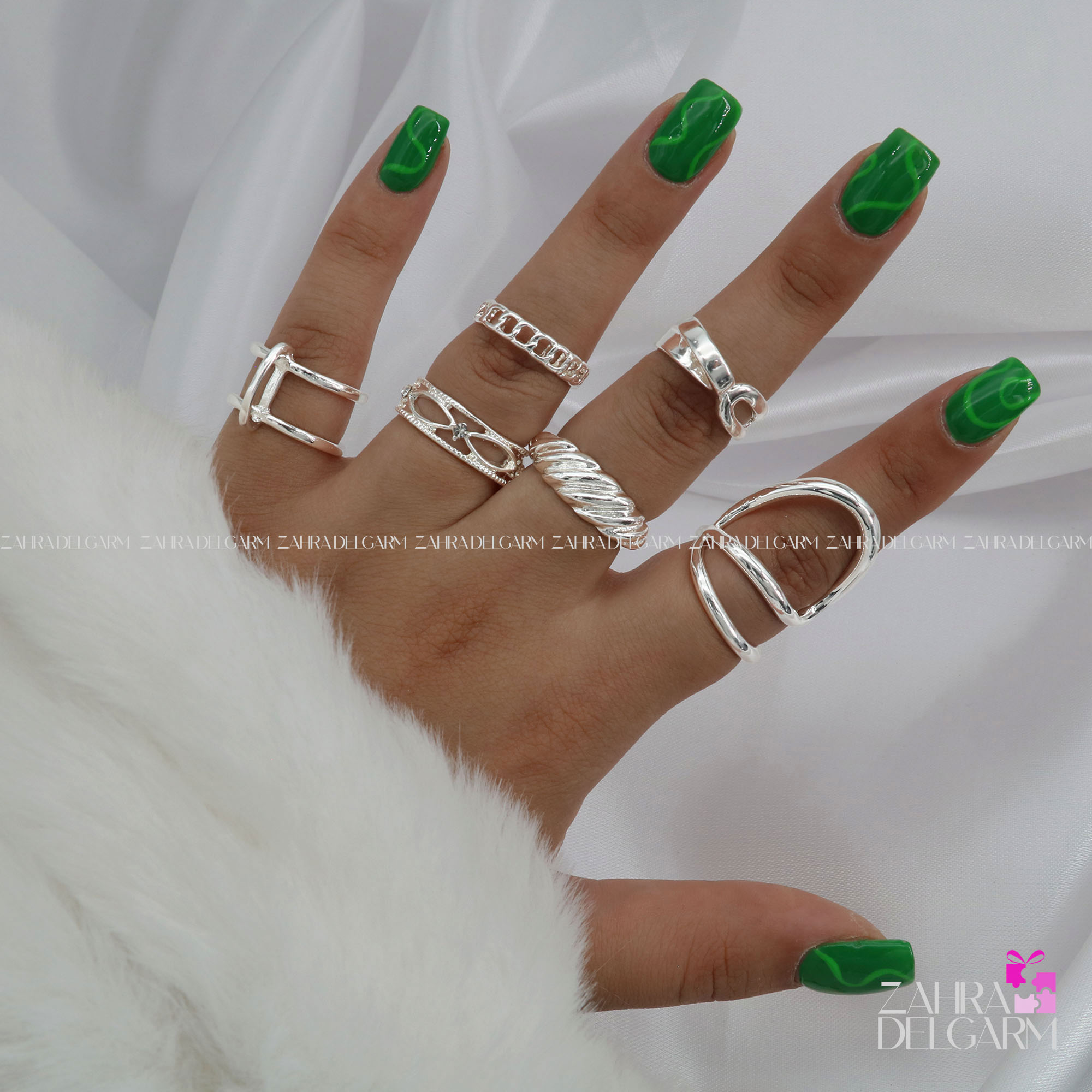 انگشتر پکی ابکاری نقره کد 2