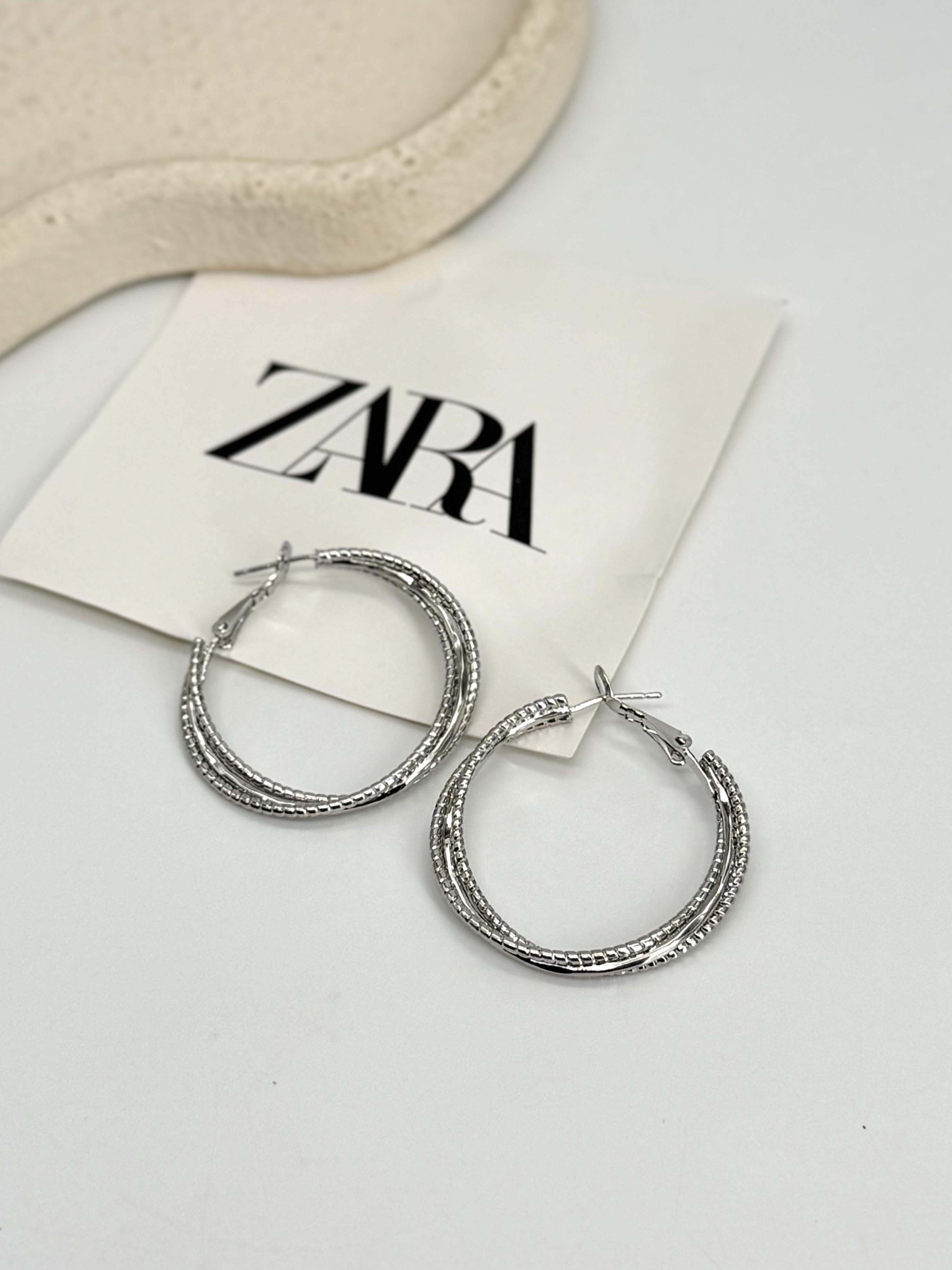 گوشواره سه حلقه ای تراش دار فشن جولری