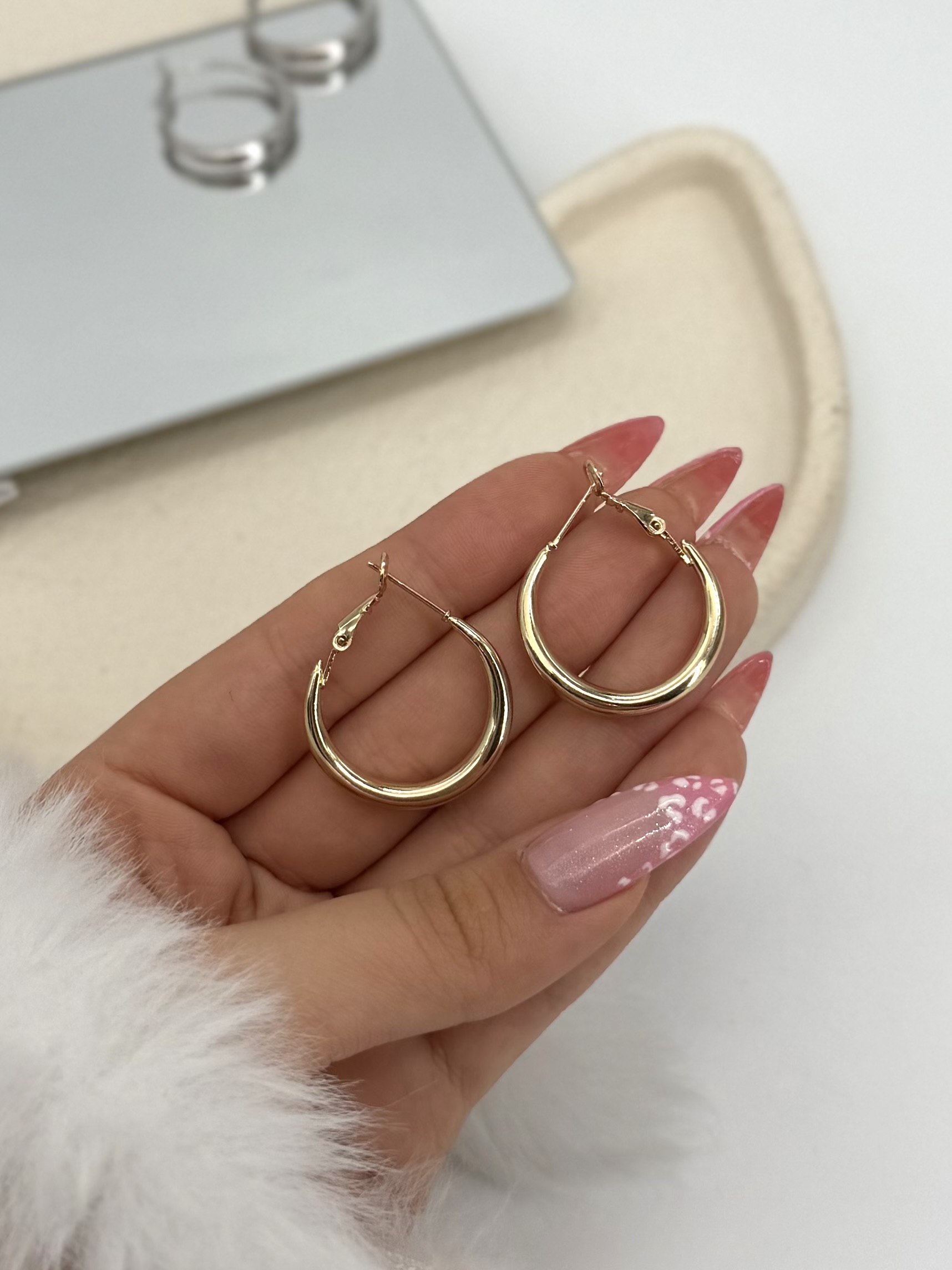 گوشواره حلقه ای چانکی سیلور و طلایی