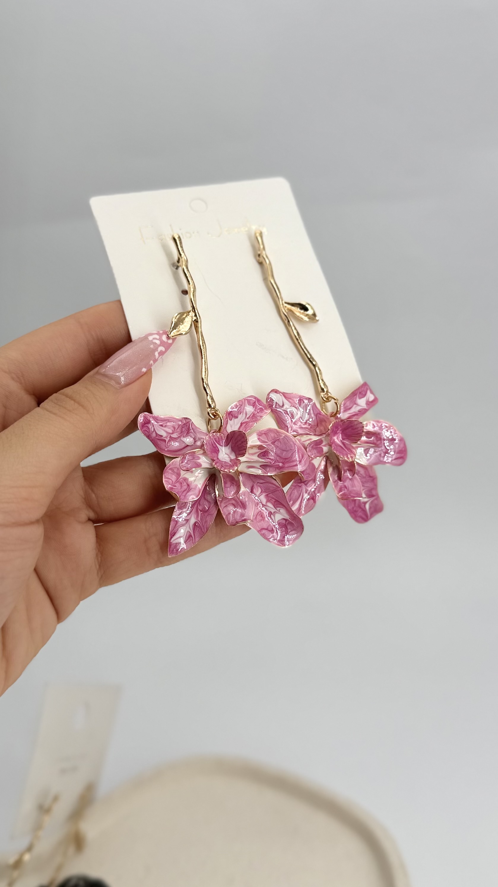 گوشواره میناکاری گل ارکیده